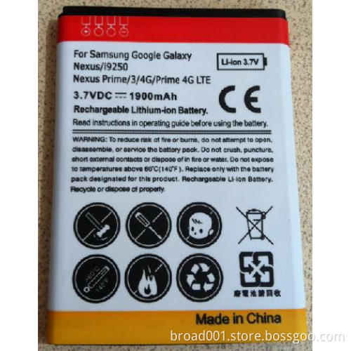 Standard battery for Samsung Google Galaxy Nexus i9250 Nexus Prime 3 4G Prime 4G LTE